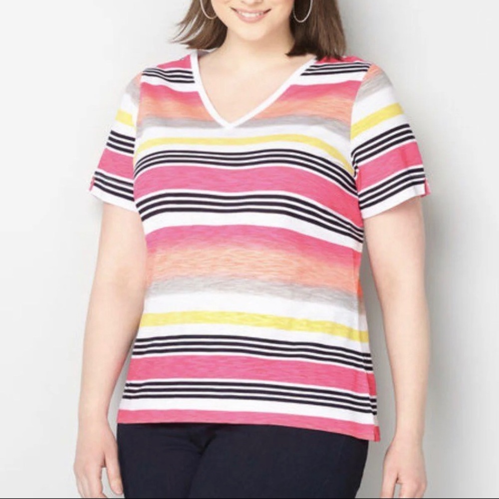 Plus Size Short sleeve print stripe tee sz 18/20